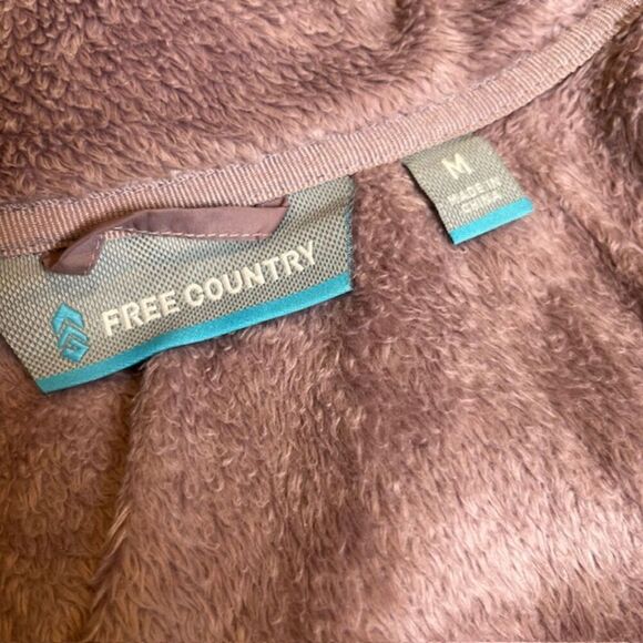 Free Country Fleece Fuzzy Jacket Plum Zip Pockets, Collar, Size Medium - Picture 6 of 12